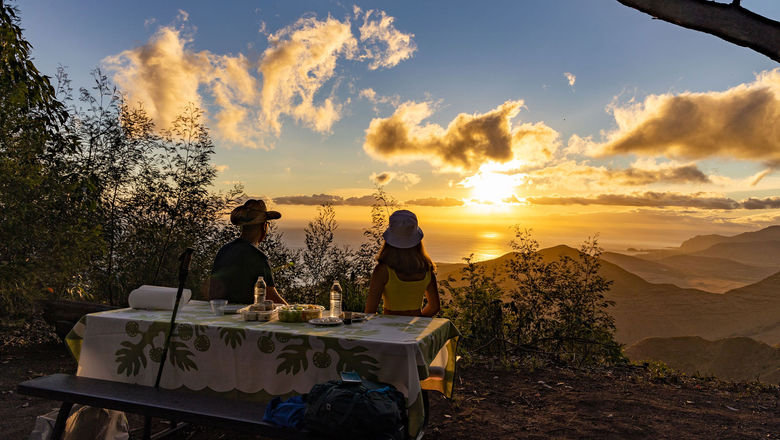 A hike in the Palehua area of West Oahu ends at picnic tables overlooking Nanakuli and, in some cases, showcasing the sunset.