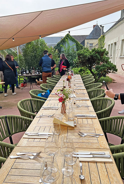 Alfresco dining in style at Chez Odette in Saint Nicolas de Bourgueil, part family home and part winery and restaurant.