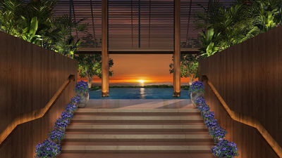 The lobby staircase at the Riviera Maya Edition at Kanai.