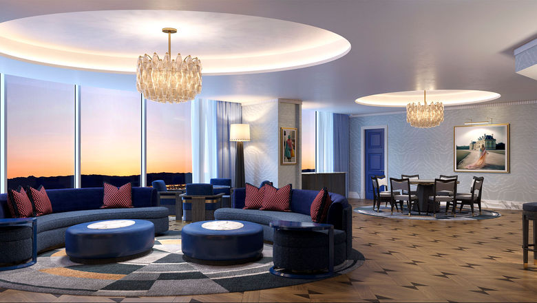 A Monarque Suite, part of the Fleur de Lis Suites collection at the Fontainebleau Las Vegas.