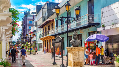 A statue of Bartholomew Columbus on Calle el Conde in the Dominican capital of Santo Domingo. A rail line is being created that will connect the city to Punta Cana and other destinations.