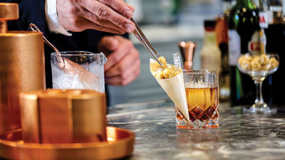 Bourbon with a side of fresh caramel popcorn on Oceania Cruises' Vista.