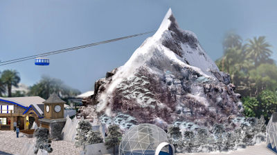 A rendering of "Paramount Mountain," which will be active at the Mirage volcano for four days during Super Bowl weekend, Feb. 8 to 11.