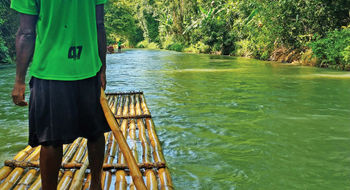 A three-mile raft ride on Jamaica's Martha Brae River lasts just over an hour.